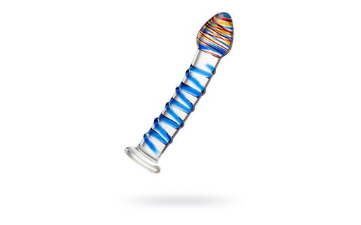 Sexus Glass Dildo Blue Swirls 18cm