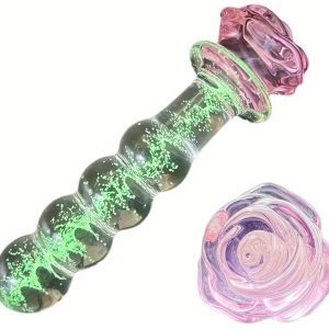 Crystal Glass Glow in the Dark Rose Dildo