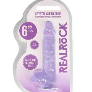 RealRock 6 inch - 15 cm Realistic Dildo with Balls Purple