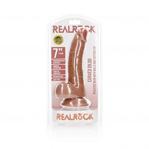 RealRock Curved Realistic 7 Inch Dildo with Balls Tan