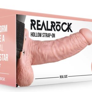 RealRock 7 Inch Hollow Strap-on with Balls - Flesh