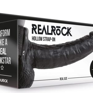RealRock 9 Inch Hollow Strapon with Balls - Black