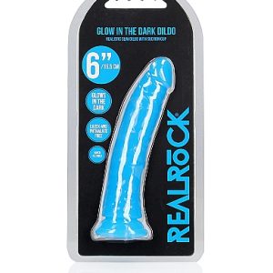 RealRock Slim 6 Inch Glow in the Dark Neon Blue