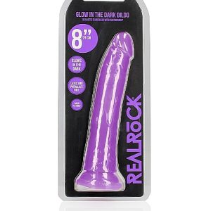 RealRock Slim 8 Inch Glow in the Dark Neon Purple