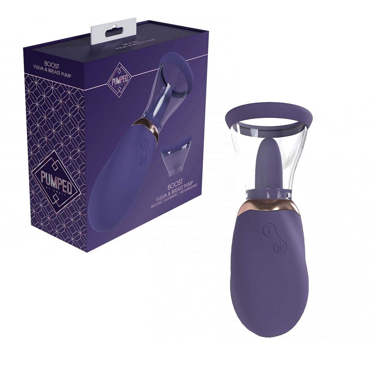 Pumped Boost Automatic Rechargeable Vulva & Breast Pump - Purple